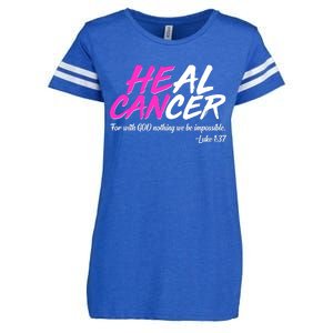 He Can Heal Cancer Luke 1:37 Breast Cancer Awareness Enza Ladies Jersey Football T-Shirt