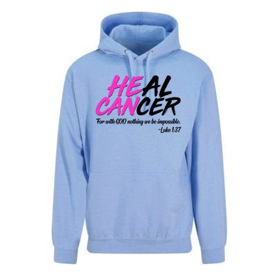 He Can Heal Cancer Luke 1:37 Breast Cancer Awareness Unisex Surf Hoodie