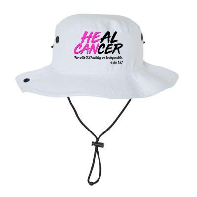 He Can Heal Cancer Luke 1:37 Breast Cancer Awareness Legacy Cool Fit Booney Bucket Hat