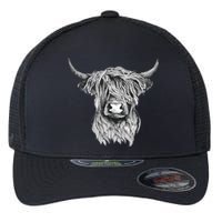 Highland Cow Hand Drawn Illustration Flexfit Unipanel Trucker Cap