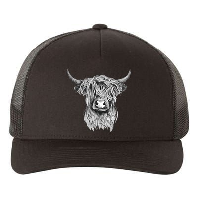 Highland Cow Hand Drawn Illustration Yupoong Adult 5-Panel Trucker Hat