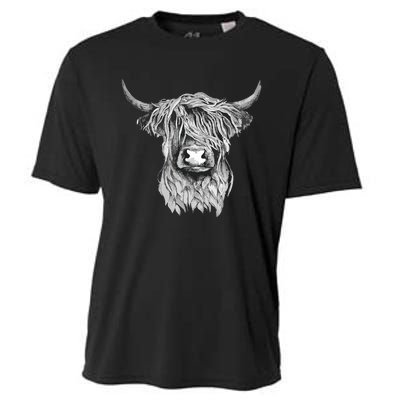 Highland Cow Hand Drawn Illustration Cooling Performance Crew T-Shirt