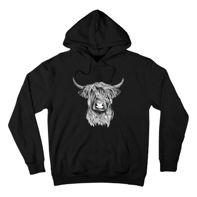 Highland Cow Hand Drawn Illustration Hoodie