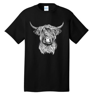 Highland Cow Hand Drawn Illustration Tall T-Shirt