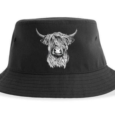 Highland Cow Hand Drawn Illustration Sustainable Bucket Hat