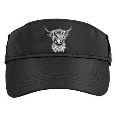 Highland Cow Hand Drawn Illustration Adult Drive Performance Visor