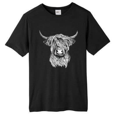 Highland Cow Hand Drawn Illustration Tall Fusion ChromaSoft Performance T-Shirt