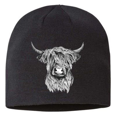 Highland Cow Hand Drawn Illustration Sustainable Beanie