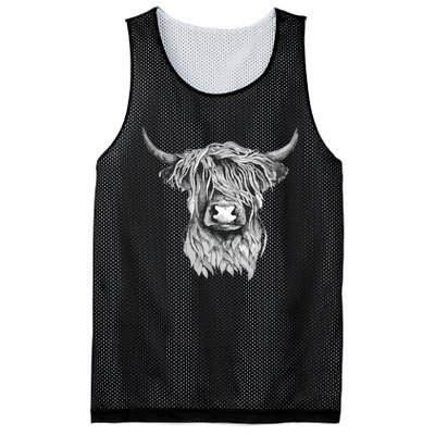 Highland Cow Hand Drawn Illustration Mesh Reversible Basketball Jersey Tank