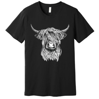 Highland Cow Hand Drawn Illustration Premium T-Shirt