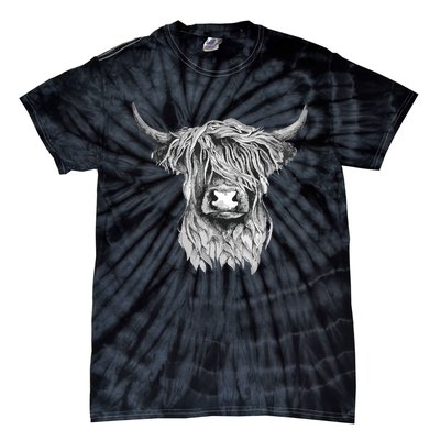 Highland Cow Hand Drawn Illustration Tie-Dye T-Shirt