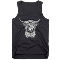 Highland Cow Hand Drawn Illustration Tank Top