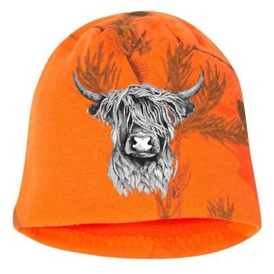 Highland Cow Hand Drawn Illustration Kati - Camo Knit Beanie