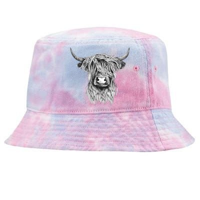 Highland Cow Hand Drawn Illustration Tie-Dyed Bucket Hat