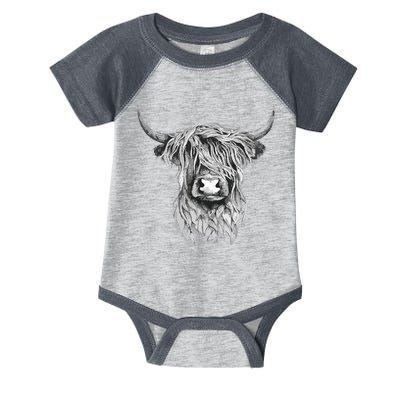 Highland Cow Hand Drawn Illustration Infant Baby Jersey Bodysuit