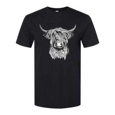 Highland Cow Hand Drawn Illustration Softstyle CVC T-Shirt