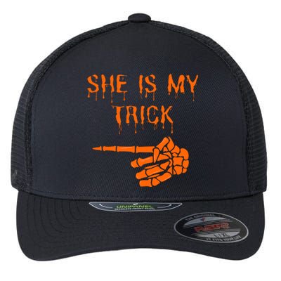 Halloween Couple Husband Costume She Is My Trick Cool Gift Flexfit Unipanel Trucker Cap