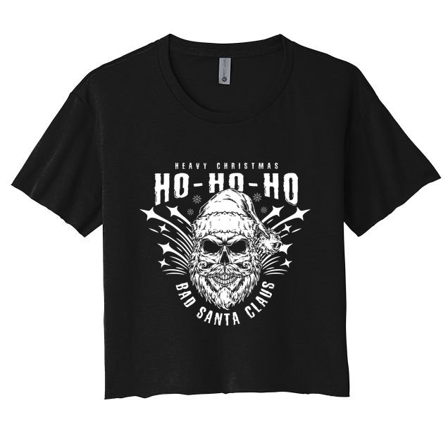 Heavy Christmas Ho Ho Ho Bad Santa Club Heavy Metal Women's Crop Top Tee