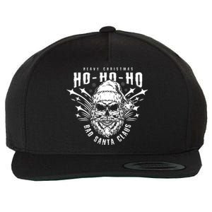 Heavy Christmas Ho Ho Ho Bad Santa Club Heavy Metal Wool Snapback Cap