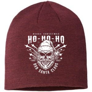 Heavy Christmas Ho Ho Ho Bad Santa Club Heavy Metal Sustainable Beanie