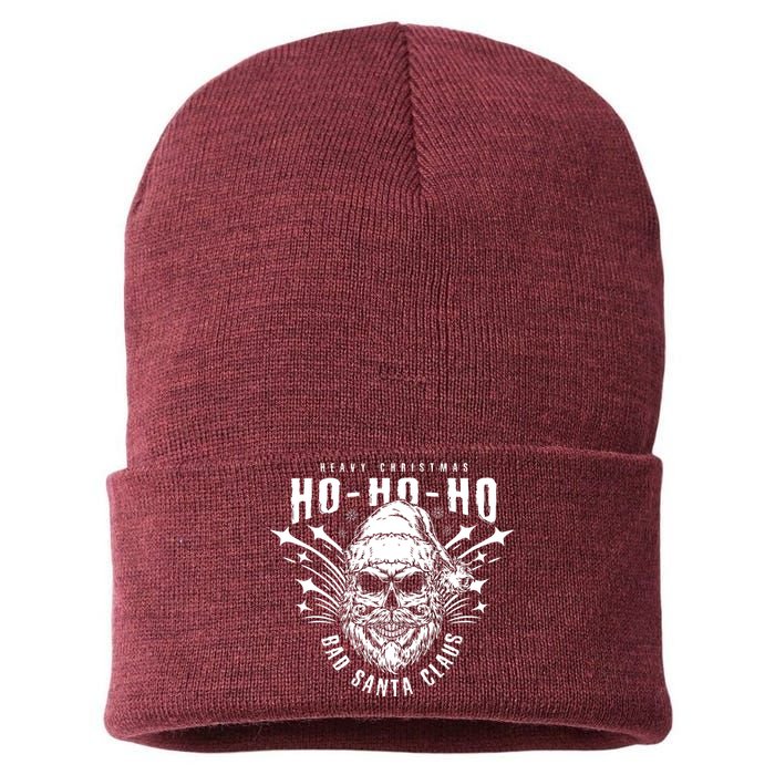 Heavy Christmas Ho Ho Ho Bad Santa Club Heavy Metal Sustainable Knit Beanie