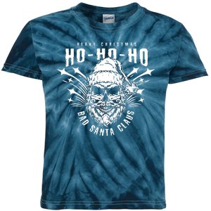 Heavy Christmas Ho Ho Ho Bad Santa Club Heavy Metal Kids Tie-Dye T-Shirt