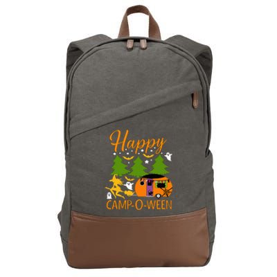 Happy CampOWeen Halloween Camping Camper Cotton Canvas Backpack