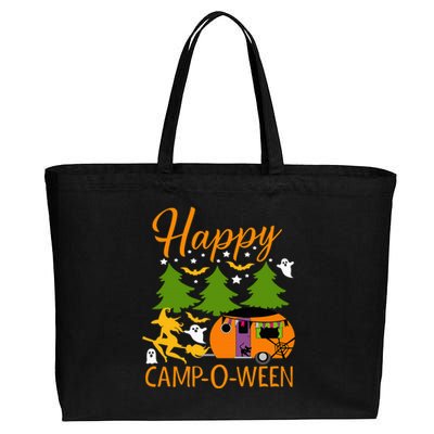 Happy CampOWeen Halloween Camping Camper Cotton Canvas Jumbo Tote