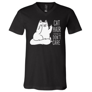 Humor Cat Hair Everywhere Don't Care V-Neck T-Shirt