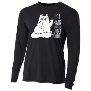 Humor Cat Hair Everywhere Don't Care Cooling Performance Long Sleeve Crew