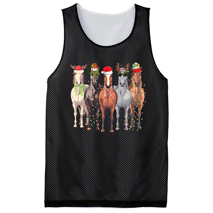 Horses Christmas Mesh Reversible Basketball Jersey Tank