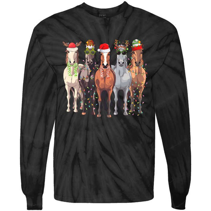 Horses Christmas Tie-Dye Long Sleeve Shirt