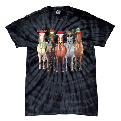 Horses Christmas Tie-Dye T-Shirt