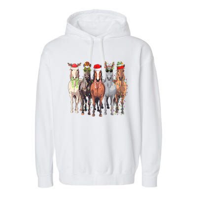 Horses Christmas Garment-Dyed Fleece Hoodie