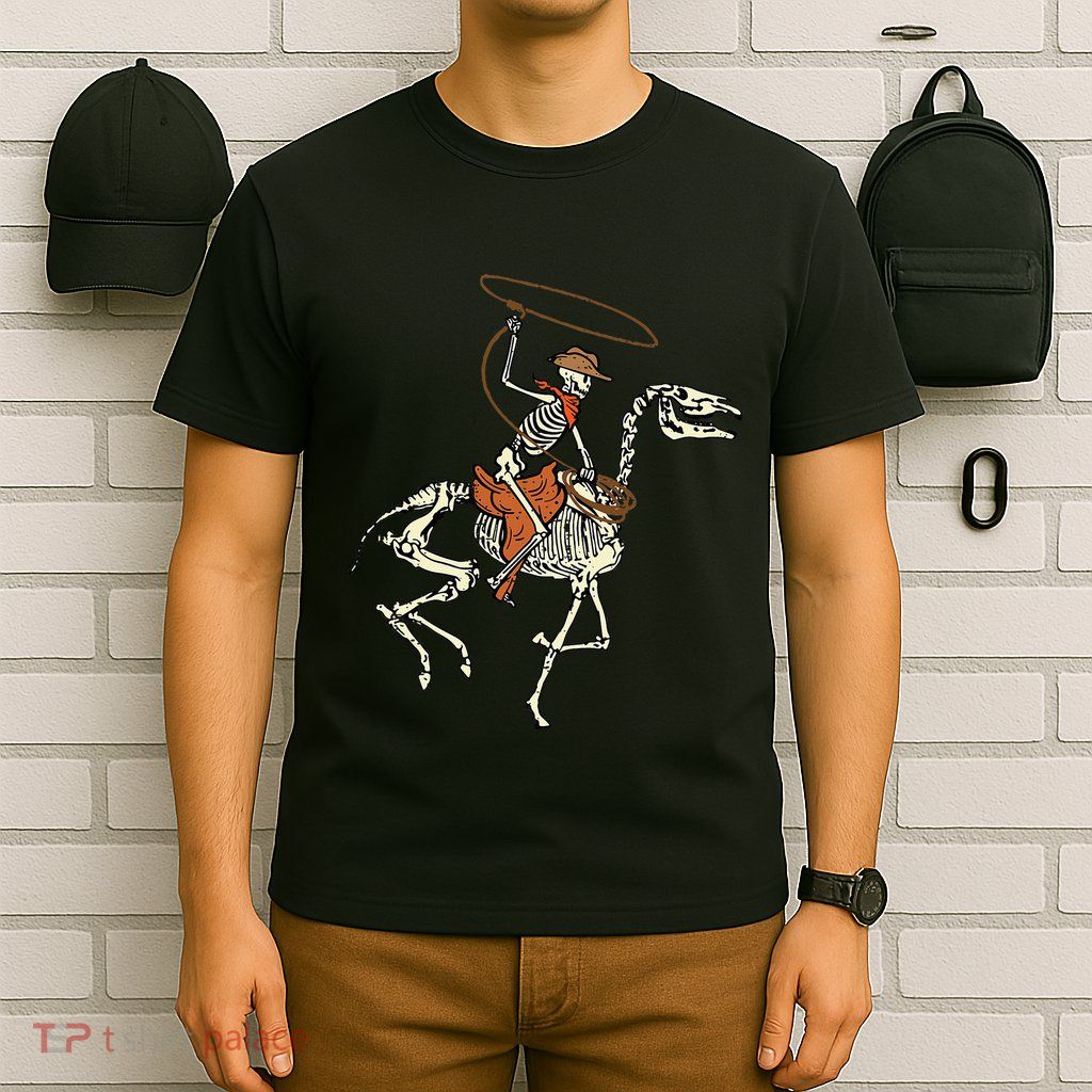 Halloween Cowboy Horse Skeleton Costume Kids T-Shirt