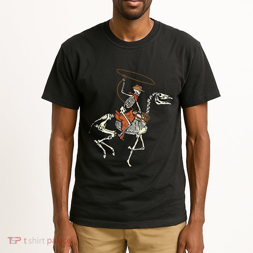 Halloween Cowboy Horse Skeleton Costume Kids Tall T-Shirt