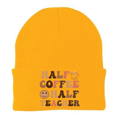 Half Coffee Half Teacher Happy Teacher Inspirational Retro Meaningful Gift Knit Cap Winter Beanie