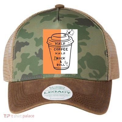 Half Coffee Half Rock & Roll Funny Music Quote Legacy Tie Dye Trucker Hat