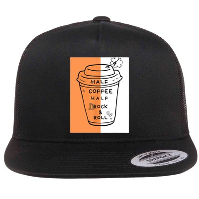Half Coffee Half Rock & Roll Funny Music Quote Flatbill Hat