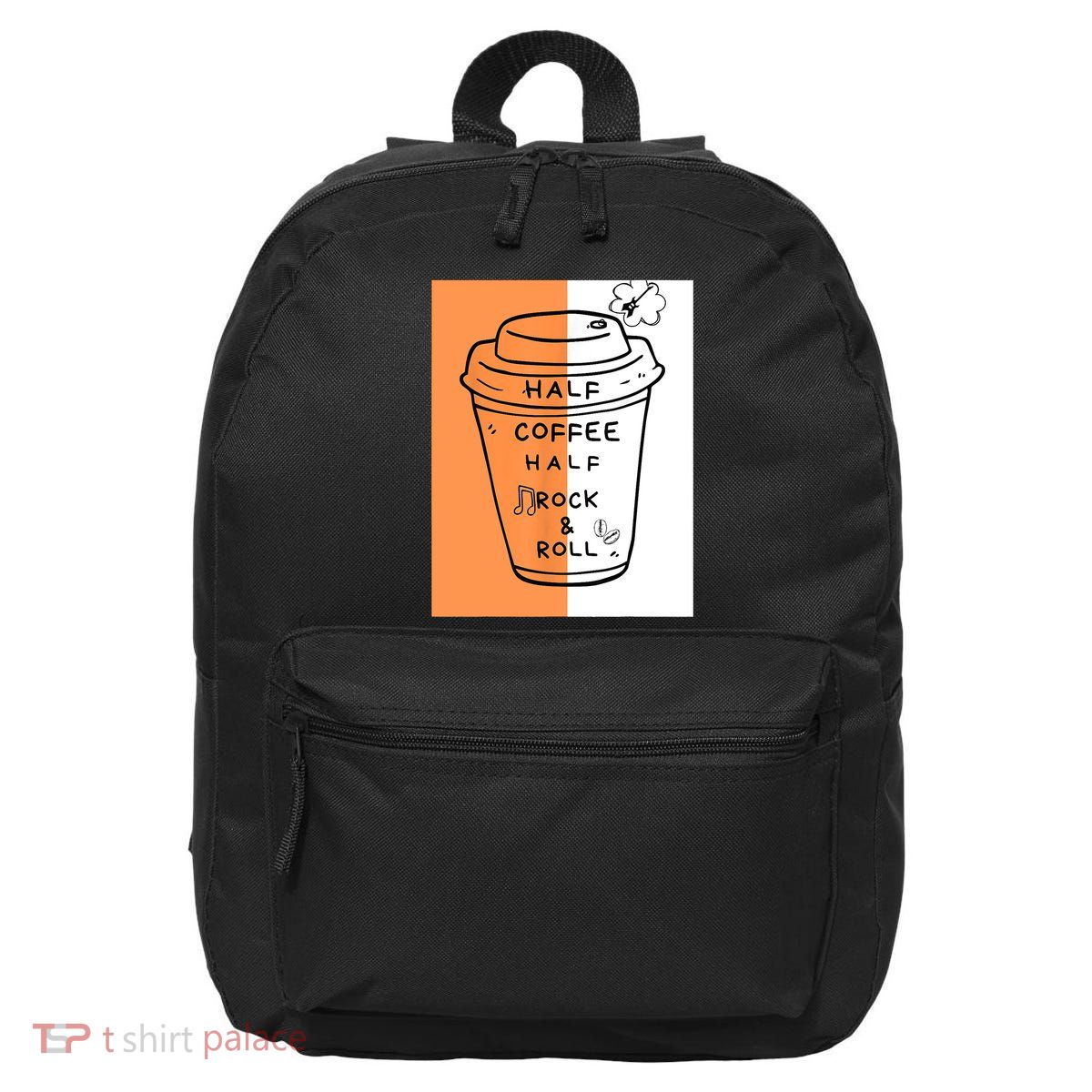 Half Coffee Half Rock & Roll Funny Music Quote 16 in Basic Backpack