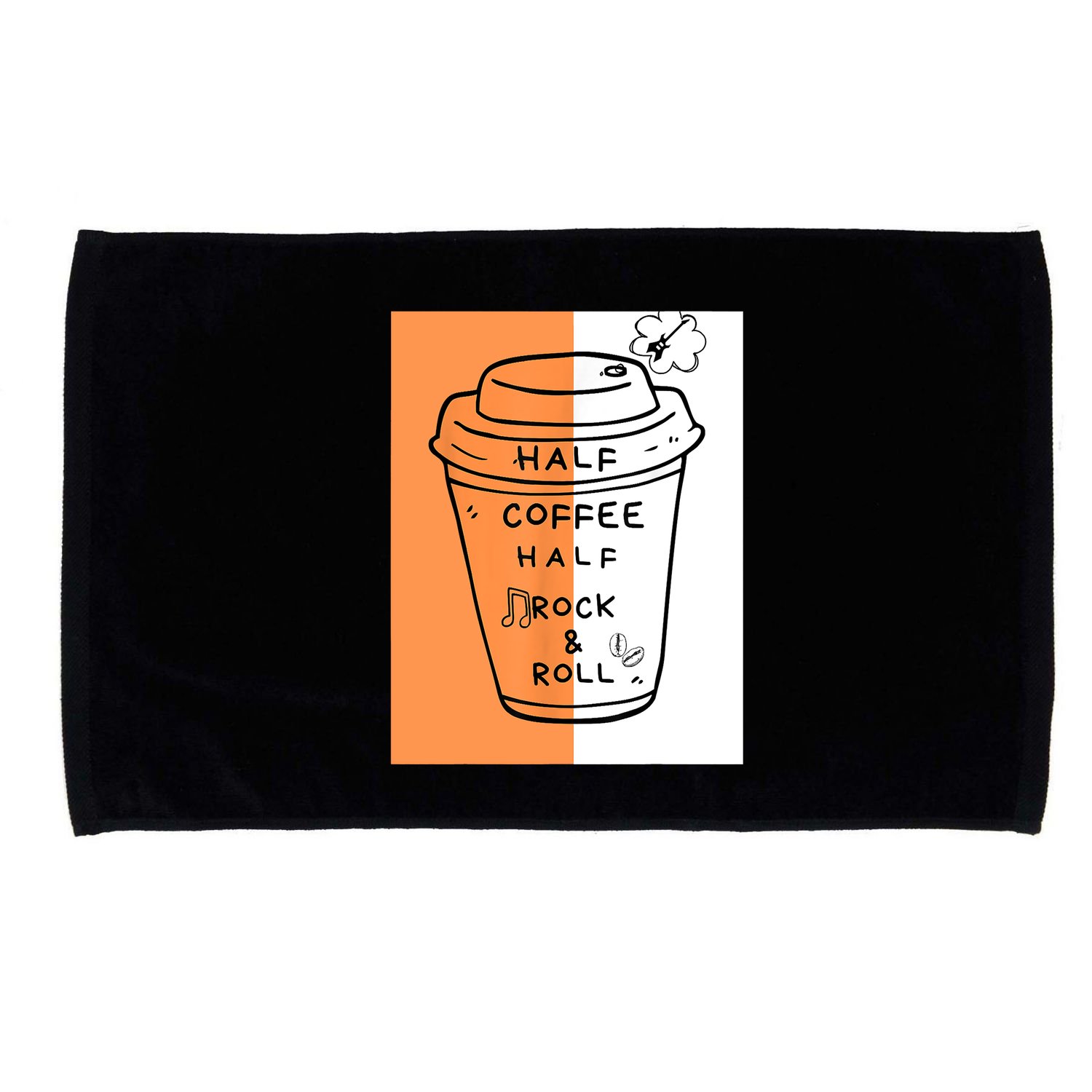 Half Coffee Half Rock & Roll Funny Music Quote Microfiber Hand Towel