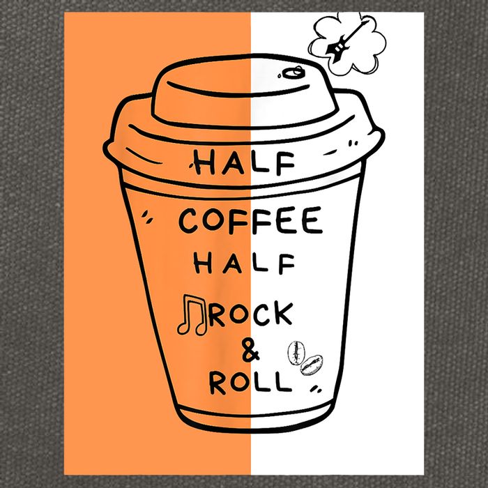 Half Coffee Half Rock & Roll Funny Music Quote Cotton Canvas Backpack