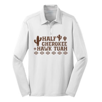 Half Cherokee Hawk Tush Funny Native American Pride Indians Silk Touch Performance Long Sleeve Polo