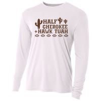 Half Cherokee Hawk Tush Funny Native American Pride Indians Cooling Performance Long Sleeve Crew