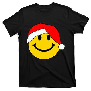 Happy Christmas Happy Face With Santa Hat T-Shirt