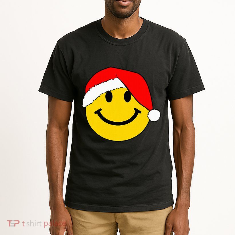 Happy Christmas Happy Face With Santa Hat Tall T-Shirt