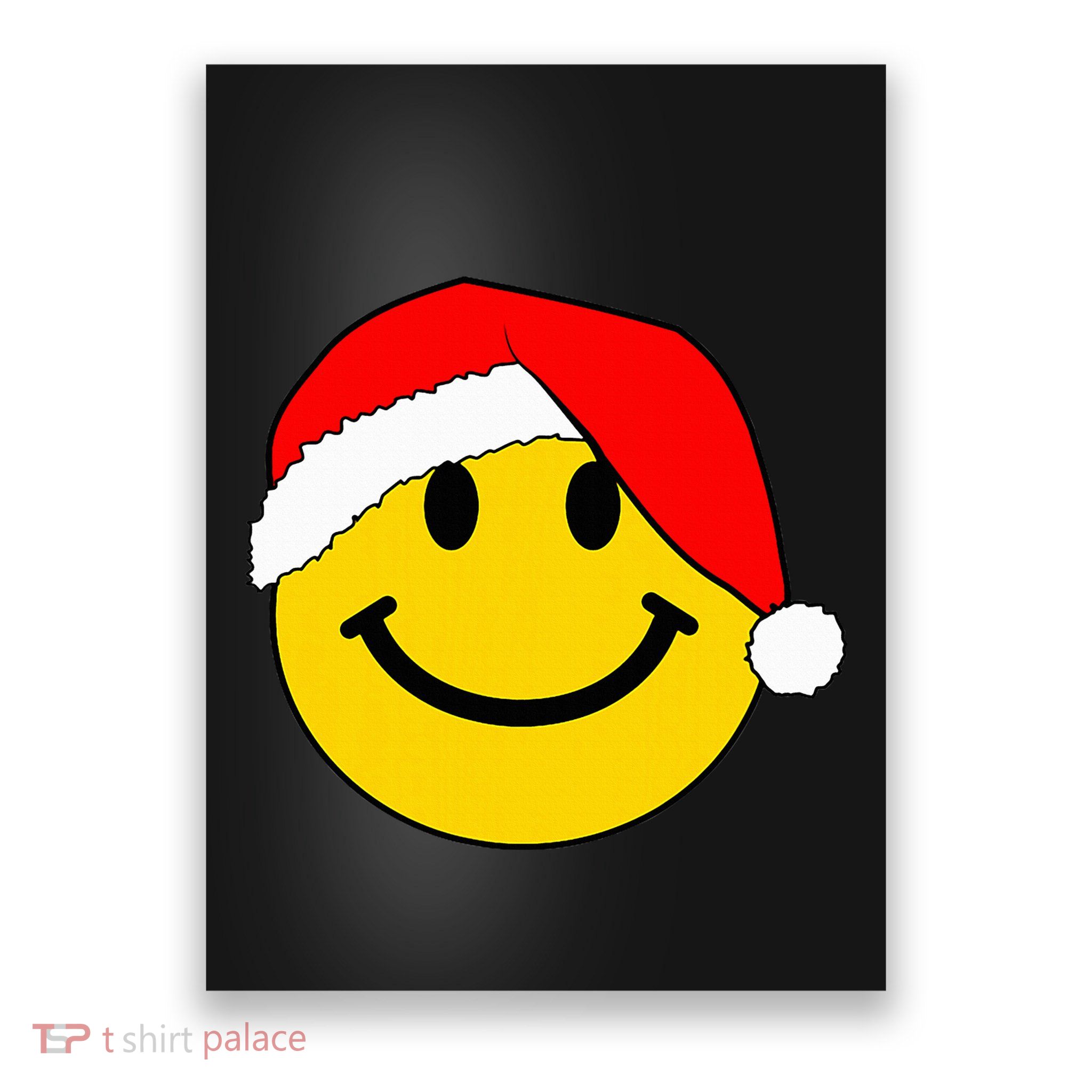 Happy Christmas Happy Face With Santa Hat Poster