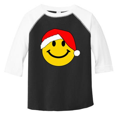 Happy Christmas Happy Face With Santa Hat Toddler Fine Jersey T-Shirt