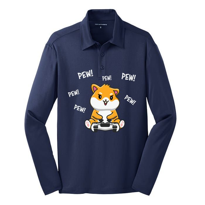 Hamster Cute Silk Touch Performance Long Sleeve Polo