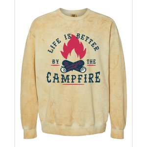 Hipster Campfire Colorblast Crewneck Sweatshirt